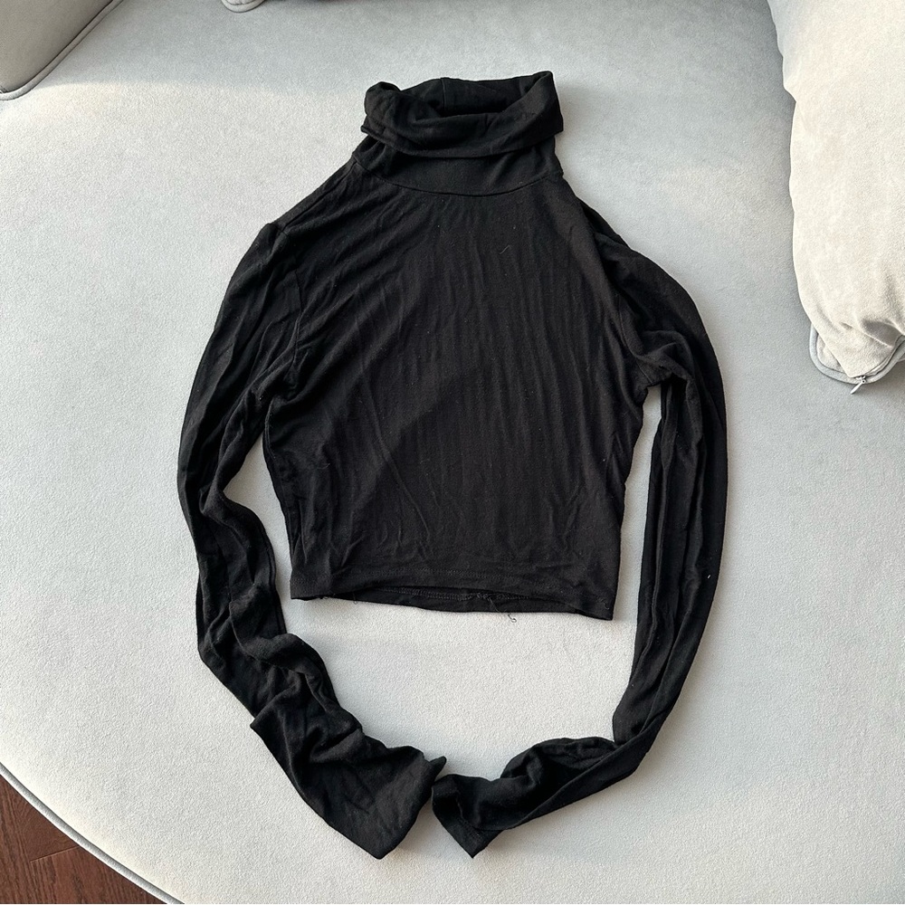 Talula Cropped Black Turtleneck